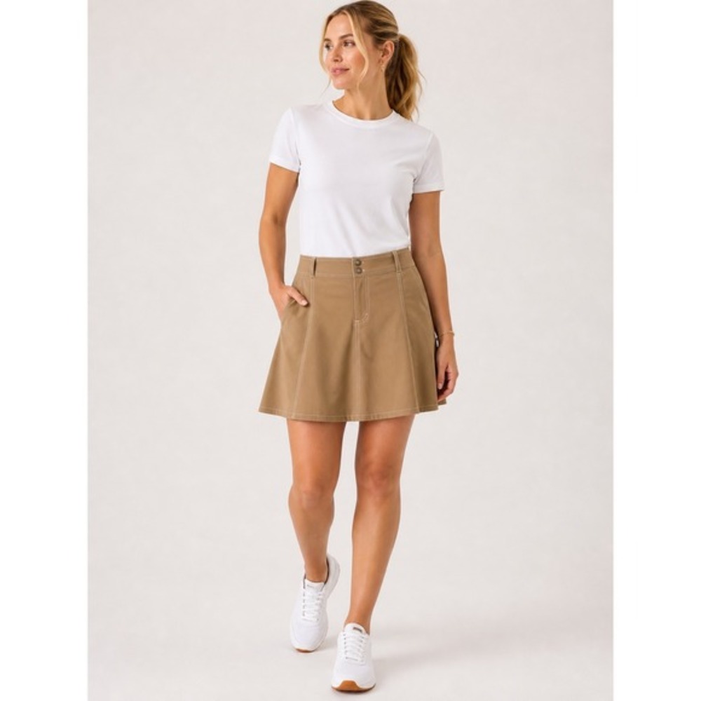 Athleta Whatever Skort 14P Tan Khaki Athletic Golf Tennis Travel‎ Skirt Petite